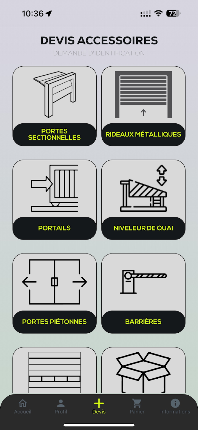 GTP FIC product selection interface
